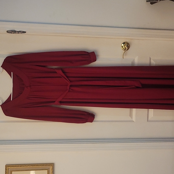 Fabulous 1970s International Ladies Garment Workers Union Vintage Deep Red Dress - Picture 8 of 17